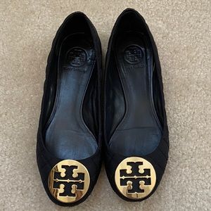 Tory Burch Black Quilted Flats